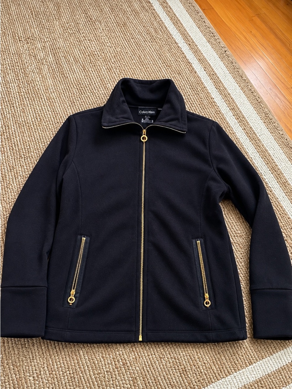 Calvin Klein Black Zip Utility Jacket with Gold Zippers